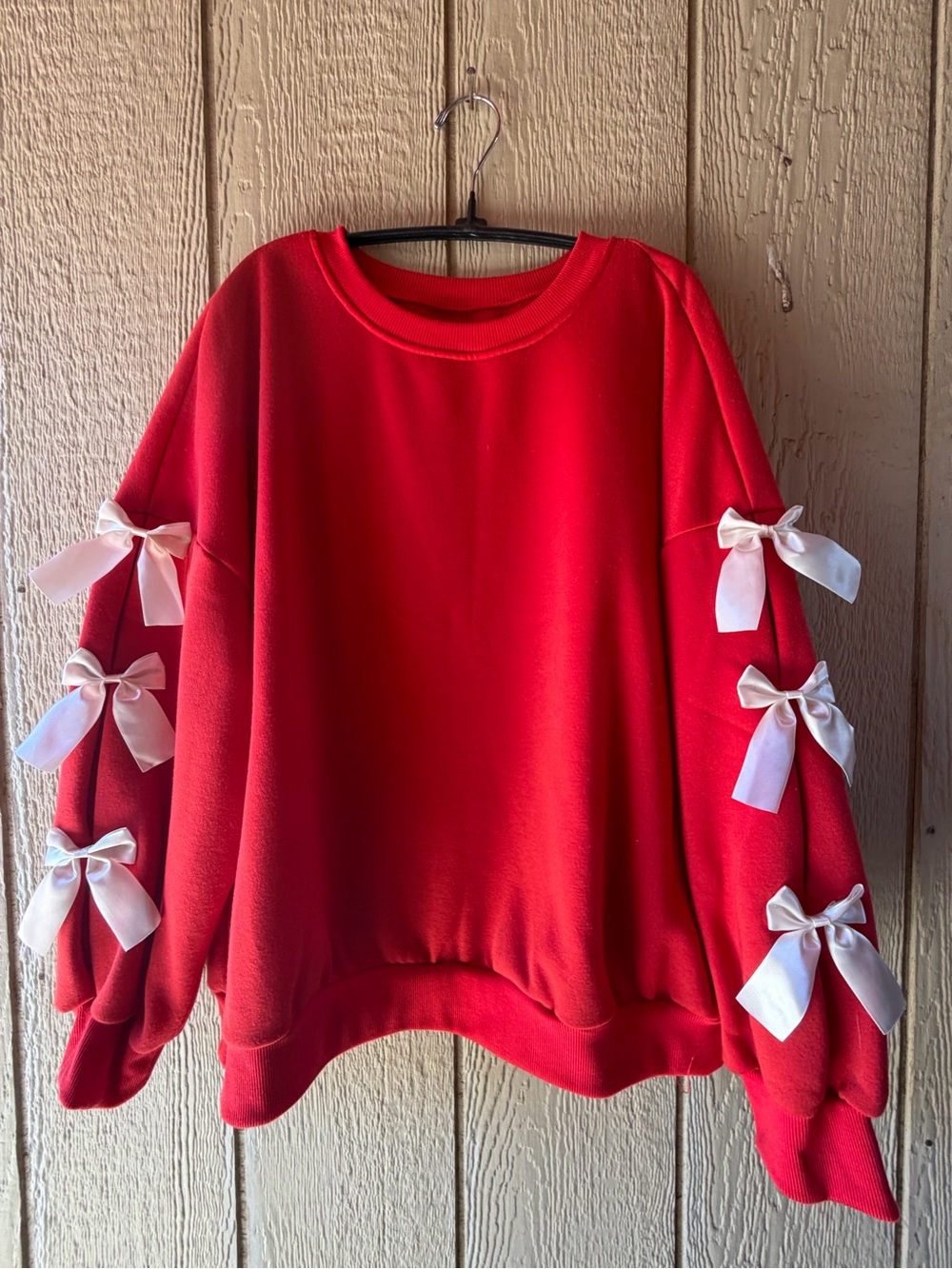 Red Bow-Accent Women's Sweatshirt
